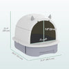 Cat Litter Box with Lid, Front Door Flap, Scoop, Handle, Easy Clean, for Small and Medium Cats, Grey