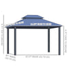 10'x12' Hardtop Patio Gazebo Aluminum Gazebo Canopy with Double Tier Roof, Curtains, Netting Sidewalls, Black & Grey
