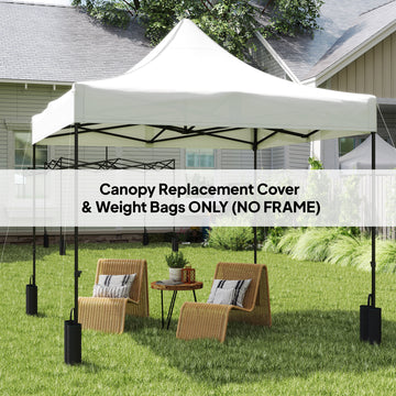 10' x 10' Replacement Canopy Top for Pop Up Canopy Tent with 4 Sand Bags, UPF50+ Protection, White