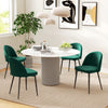 Set of 2 Mid-Back Dining Chair, Mid-Back Velvet-touch Upholstery Kitchen Chair for Living Room Dining Room, Green