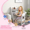 Qaba Kids Desk and Chair Set for 5-8 Year Old with Storage, Study Table and Chair for Children, White