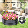 Galvanized Raised Flower Bed, 4 x 4 x 1.5 ft Outdoor Metal Raised Bed with Safety Edging and Gloves, Dark Grey