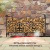 6ft Outdoor Firewood Rack with Cover, Adjustable Wood Storage Holder, Indoor Outdoor Log Rack for Fireplace, Black
