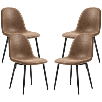 Retro Dining Table Chairs Set of 4, PU Leather Upholstered Kitchen Table Chairs for Living Room, Bedroom