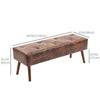 Bedroom Bench, End of Bed Bench with Button Tufted, PU Leather Upholstered Entryway Bench with Wood Legs, Brown