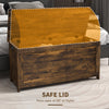 Storage Trunk with 2 Safety Hinges, Modern Entryway Bench with Side Handles, Storage Chest for Living Room, Rustic Brown