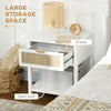 Boho Nightstand, Bedside Table with Rattan Drawer and Open Shelf, Side End Table for Bedroom, Living Room