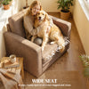 Accent Chair, Velvet-feel Fabric Armchair with Wide Seat, Spring Cushion, Solid Wood legs