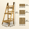 Outdoor Plant Stand, Foldable Flower Stand 3-Tier Wooden Plant Shelf for Garden Indoor Outdoor, 16