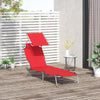Outdoor Lounge Chair, Adjustable Folding Chaise Lounge, Tanning Chair with Sun Shade for Beach, Camping, Hiking, Backyard, Red