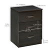 Bedside Table with 3 Drawers, Modern Wood Nightstand, Side Table with Anti-tipping Design for Bedroom, Set of 2, Dark Brown
