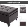 Storage Ottoman Bench, Foot Rest with Solid Wood Legs, 51 Inches PU Leather Storage Chest for Living Room