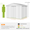 8' x 7' Outdoor Storage Shed, Galvanized Steel Metal Garden Shed with Lockable Doors, Floor Frame, Vents, Lock and Gloves for Backyard, Lawn, Patio