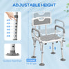 Adjustable Shower Chair with Arms Back and Padded Seat, Light Grey