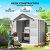 6x5 Plastic Garden Storage Shed with Floor Window Lockable Doors and Vents Outdoor Wood Effect Grey