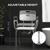 3-in-1 Shower Chair with Back, Adjustable Bedside Commode, Raised Toilet Seat w/ Rubber Foot Pad for Seniors, Disabled