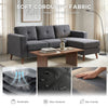 Sectional Sofa with Changeable Chaise Lounge, 3 Seat L-Shaped Sofa, Upholstered Couch for Small Space, Dark Grey