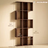 5-Tier Bookshelf, S Shaped Geometric Bookcase with 15 Compartments, Black Wood Grain