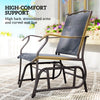 3 Piece Patio Glider Set Outdoor Gliders with Breathable Mesh Seat, Glass Top Table for Garden, Yard, Grey