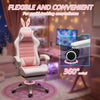 Cute Racing Gamer Chair, PU Leather Gaming Chair with Footrest, Headrest and Lumbar Support, Pink