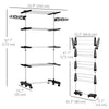 Garment Drying Rack Stainless Steel Folding Clothes Hanging Rack with Side Wings Castors for Indoor Outdoor Black