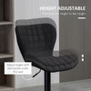 Bar Stools Set of 2, Adjustable Height Swivel Bar Chairs, Linen-feel Fabric Upholstered Kitchen Counter Stools with Wide Seat, Back and Footrest, Black