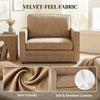 Accent Chair, Velvet-feel Fabric Armchair with Wide Seat, Spring Cushion, Solid Wood legs