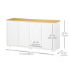Sideboard Cabinet, Buffet Table with 2 Double Doors and Adjustable Shelves for Living Room, Entryway, White