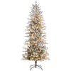 7.5' Pre Lit Arctic Fir Artificial Flocked Christmas Trees, with Snow Branches, Warm White UL Listed Clear Lights