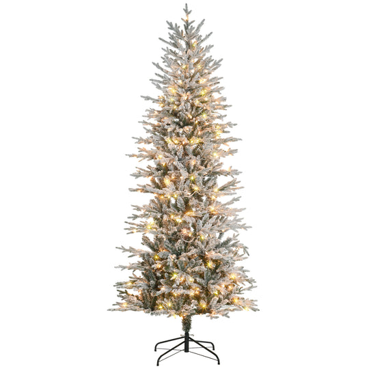 7.5' Pre Lit Arctic Fir Artificial Flocked Christmas Trees, with Snow Branches, Warm White UL Listed Clear Lights