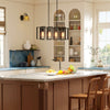 Farmhouse Kitchen Island Lighting, Linear Pendant Light with 4 Rotatable Frames and Adjustable Height, Black