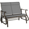 Garden Double Gliding Chair, Patio Glider Armchair for Outdoor, Backyard Mesh Seat and Backrest, Steel Frame, Light Grey