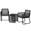 3 Pieces Patio Furniture Outdoor PE Rattan Bistro Set w/ Seat Cushions Tempered Glass Table for Garden Backyard, Black