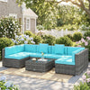 7 Piece Patio Furniture Set, PE Rattan Outdoor Conversation Set with Sectional Sofa
