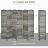 6 Ft Tall Folding Room Divider, 6 Panel Portable Privacy Screen, Hand-Woven Partition Wall Divider, Mixed Grey