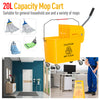 Compact Mop Bucket with Wringer, Mop Bucket on Wheels, 5 Gallon, Separate Dirty and Clean Water, Yellow