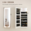 LED Lighted Jewelry Armoire with Mirror Jewelry Cabinet with Storage Lockable Door/Wall Mounted Jewelry Organizer, White