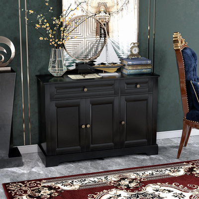 Modern Sideboard Cabinet, Buffet Cabinet with 2 Drawers and Adjustable Shelves, Buffets Tables for Dining Room, Black