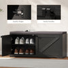 Shoe Storage Bench with Padded Seat, Entryway Bench Holds up to 352 lb, Shoe Organizer, 8 Pairs, Black Wood Grain