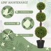 Set of 2 Artificial Ball Boxwood Topiary Trees, Fake Plants in Pots for Indoor Outdoor Decor, Green