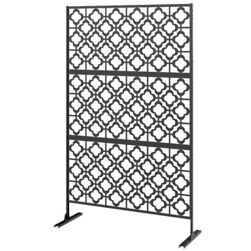 Metal Outdoor Privacy Screen, Freestanding Outdoor Divider with Stand, 78
