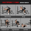 Soozier Weight Bench Stand with Squat Rack, Adjustable Olympic Bench, Multifunctional Arm Curl Pad, Leg Extension, Grey