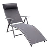 Heavy-duty Adjustable Folding Reclining Chair Outdoor Sun Lounger Patio Chaise Lounge Garden Beach Gravity Lounge with Pillow, 7 Adjustable Backrest Positions, Grey