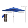 6.5x10ft Patio Umbrella Rectangle Solar Powered Tilt Aluminum Outdoor Market Parasol with LEDs Crank (Dark Blue)