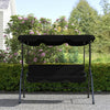 Outdoor Porch Swing with Adjustable Canopy, 3-Seater Patio Swing Chair with Cushion, Black