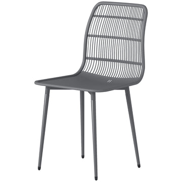 Outdoor Dining Chairs Set of 4, Patio Chairs with Slotted Backrest, Grey