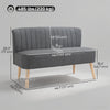 Modern 2 Seat Sofa for Bedroom, Upholstered Two Seater Couch with Rubber Wood Legs