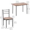 5 Piece Dining Table Set for 4, Space Saving Kitchen Table and 4 Chairs, Rectangle, Steel Frame for Dining Room, Oak