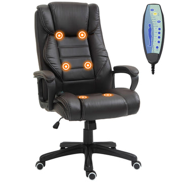 Massage Office Chair, High Back Executive Office Chair with 6-Point Vibration, Timer, Adjustable Height, Swivel Seat and Rocking Function, Black