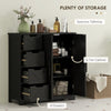 Bathroom Floor Cabinet, Farmhouse Bathroom Storage Cabinet with Adjustable Shelf, Black